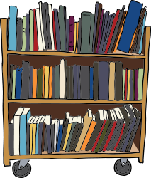 Library Book Cart by SteveLambert - Color drawing of a library book cart, the type used to re-shelve books